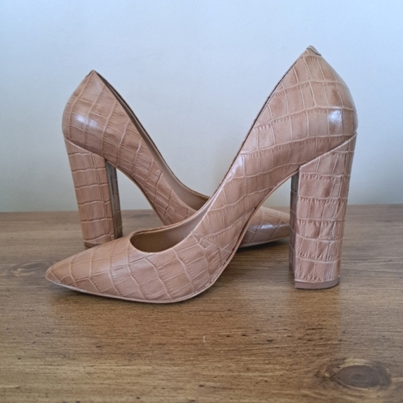 Steve Madden Heels Womens Size 9M Tan Brown Prance Pumps Crocodile Pointed Toe - Picture 12 of 15
